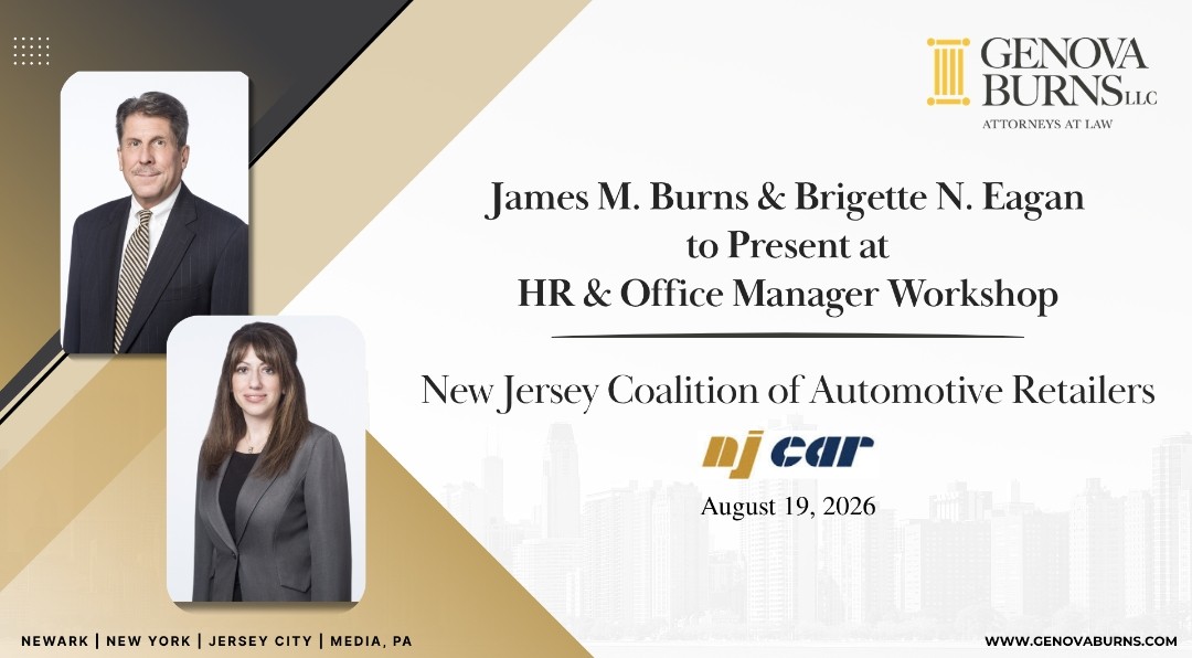 Event flyer for the 2026 HR & Office Manager Workshop event for New Jersey Coalition of Automotive Retailers